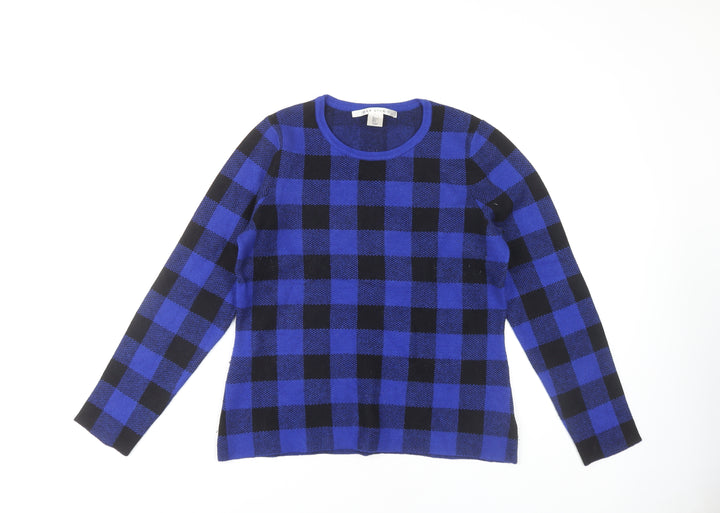Max Studio Women's Blue Check Pullover Jumper L