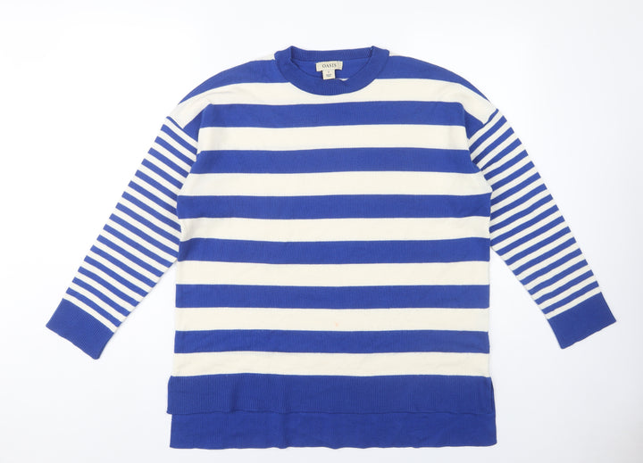 Oasis Women's Blue Striped Pullover Jumper, M