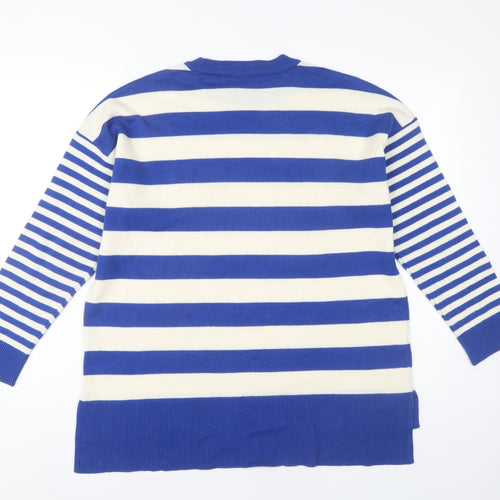 Oasis Women's Blue Striped Pullover Jumper, M