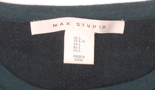 Max Studio Women's Black L Pullover Check Jumper