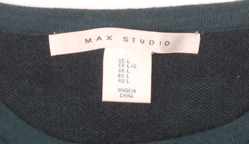 Max Studio Women's Black L Pullover Check Jumper