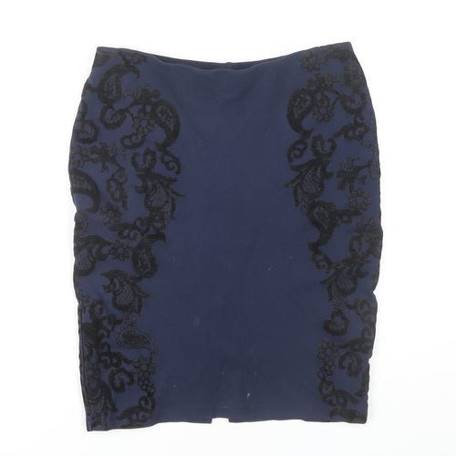 Marks & Spencer Women's Black Embroidered Pencil Skirt