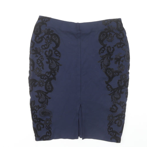 Marks & Spencer Women's Black Embroidered Pencil Skirt