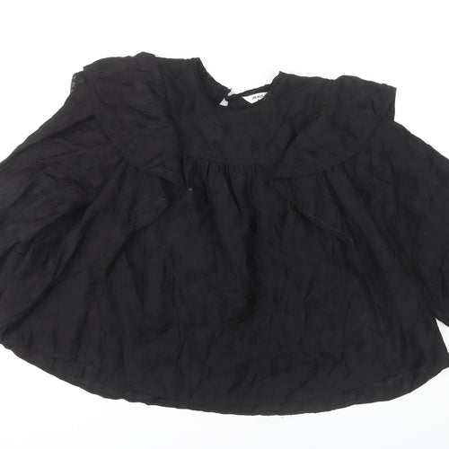 OBJECT Women's Black Ruffle Blouse, Size 12