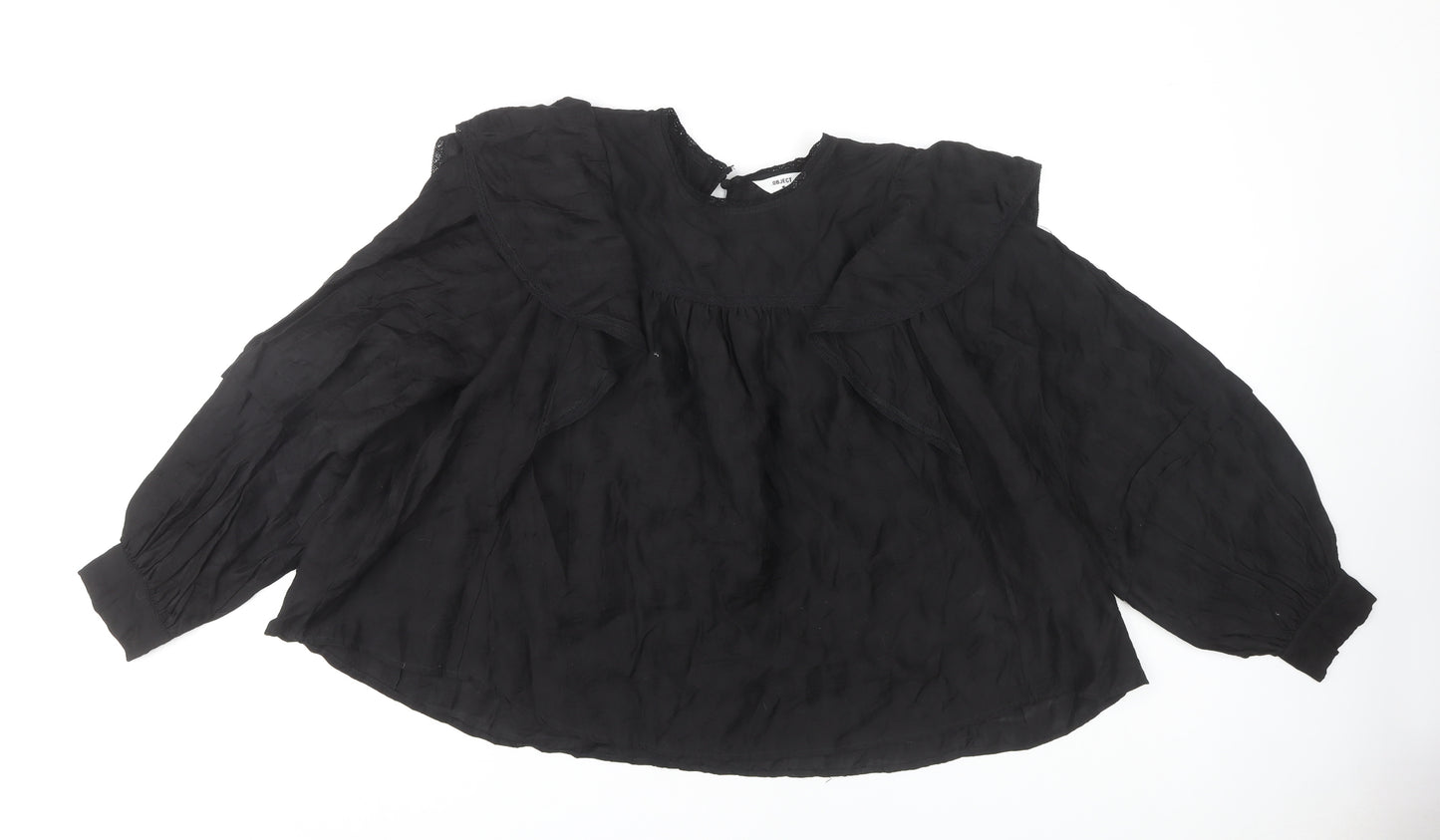 OBJECT Women's Black Ruffle Blouse, Size 12