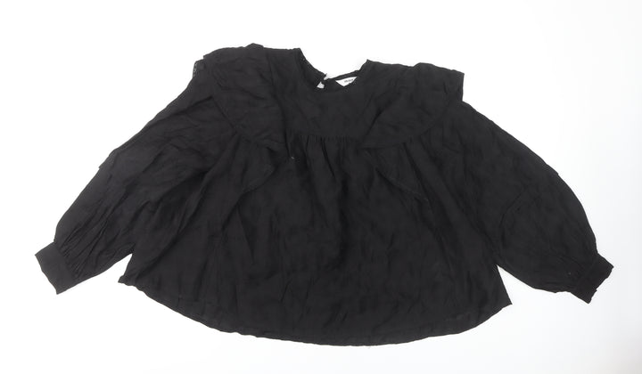 OBJECT Women's Black Ruffle Blouse, Size 12