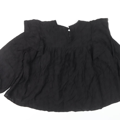 OBJECT Women's Black Ruffle Blouse, Size 12