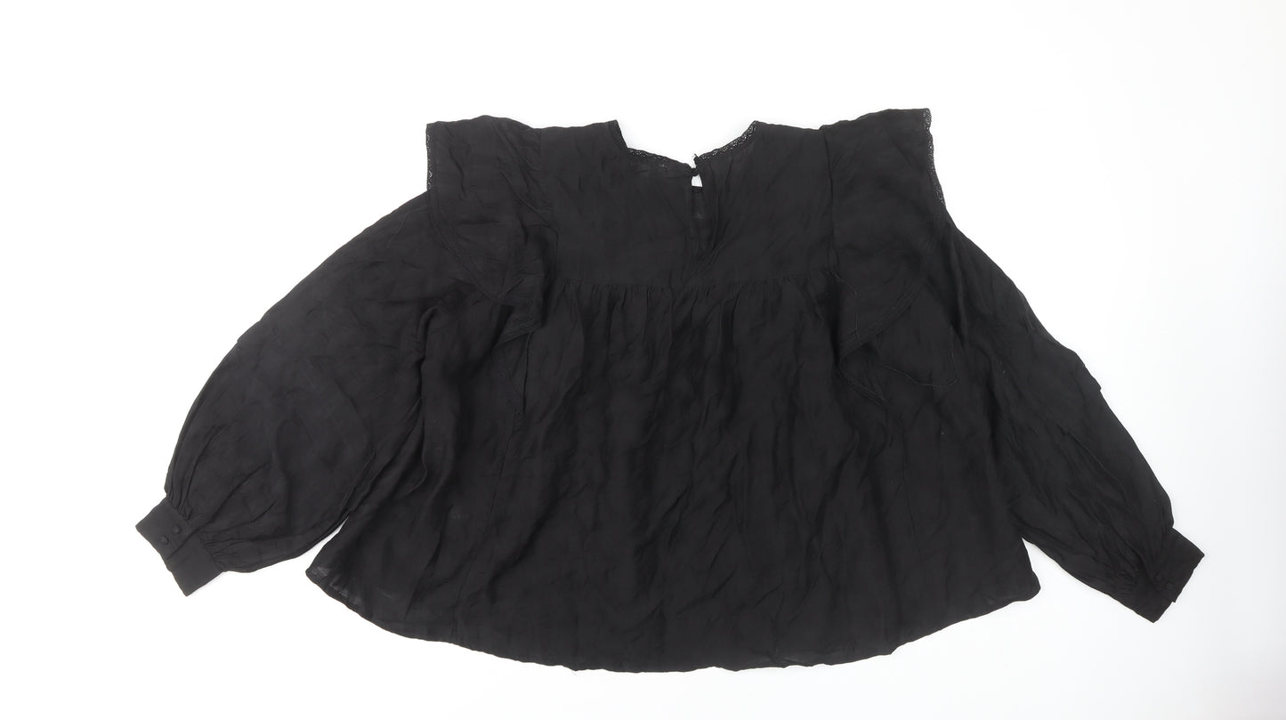 OBJECT Women's Black Ruffle Blouse, Size 12