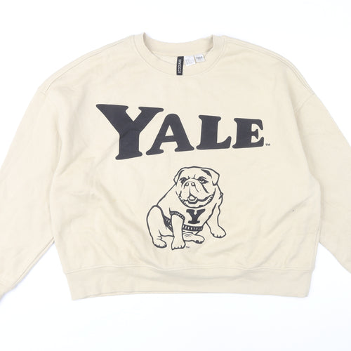 H&M Unisex Beige Yale Logo Pullover Sweatshirt Size 12