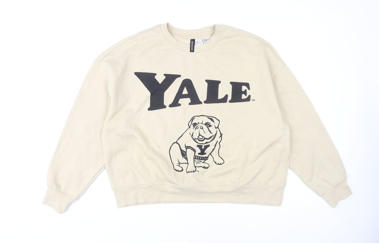 H&M Unisex Beige Yale Logo Pullover Sweatshirt Size 12