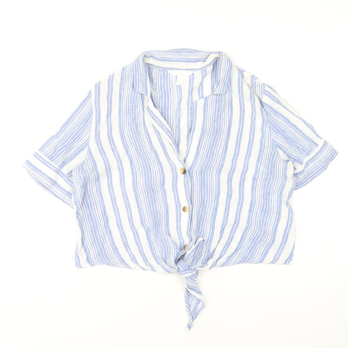 Women's Blue Striped Collared Blouse Size 14