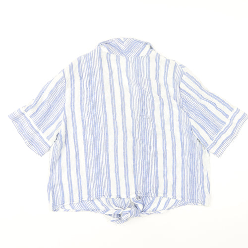 Women's Blue Striped Collared Blouse Size 14