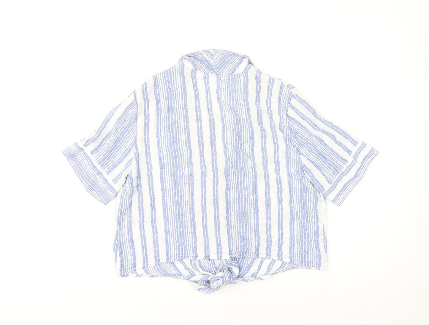 Women's Blue Striped Collared Blouse Size 14