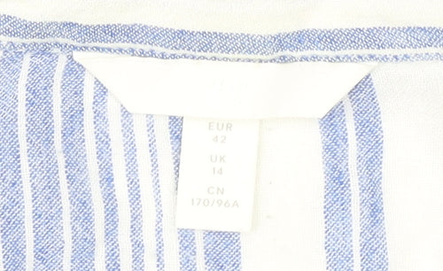 Women's Blue Striped Collared Blouse Size 14