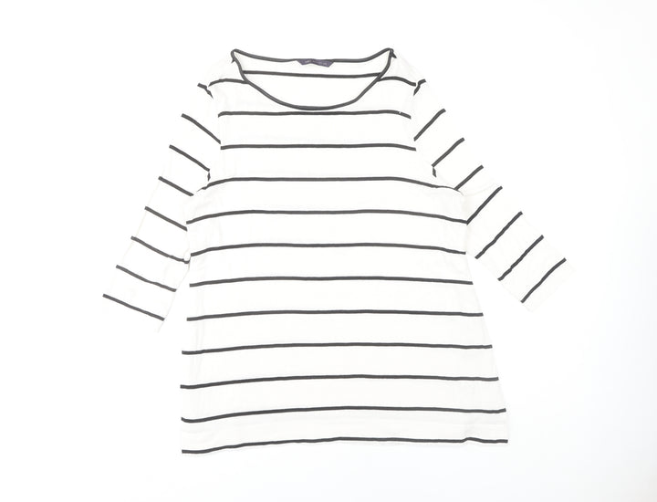 Marks and Spencer Women's Ivory Striped Jumper Size 14