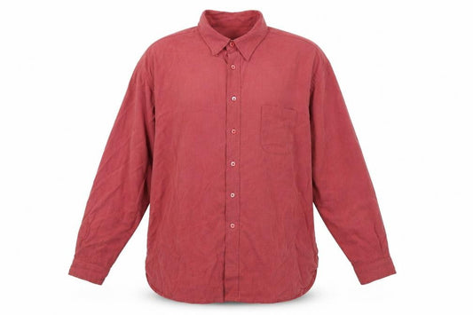 Front view of Ted Baker Men's Red Button-Up Shirt, L, Long Sleeve, Cotton