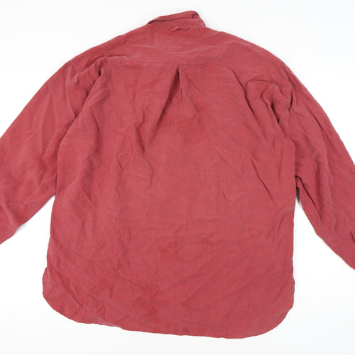 Ted Baker Men's Red Button-Up Shirt, L, Long Sleeve, Cotton