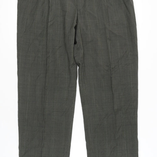 Marks & Spencer Men's Olive Check Trousers, Size L