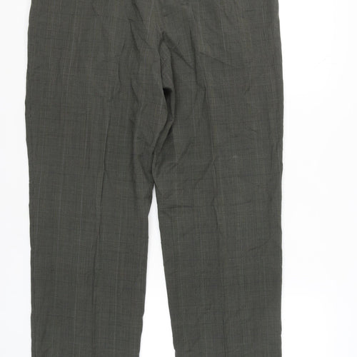 Marks & Spencer Men's Olive Check Trousers, Size L