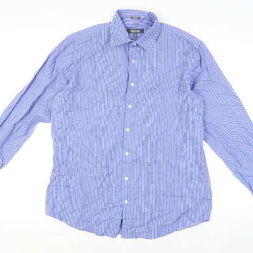 Kenneth Cole Reaction Men's Blue Striped Shirt - L