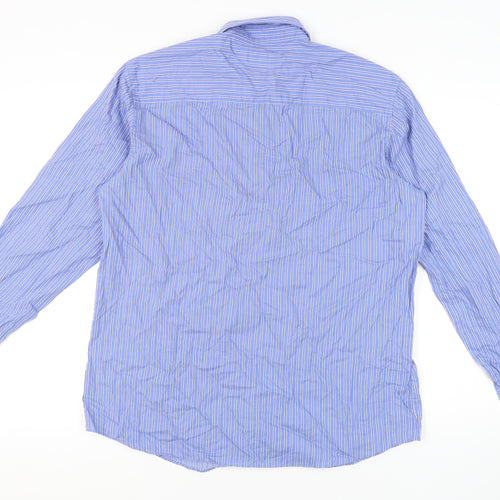Kenneth Cole Reaction Men's Blue Striped Shirt - L