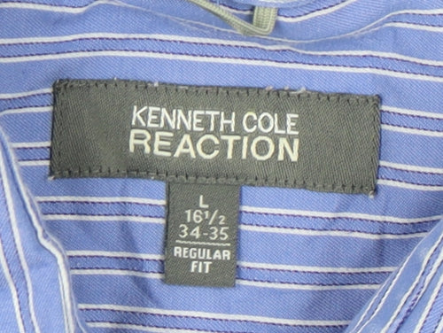 Kenneth Cole Reaction Men's Blue Striped Shirt - L