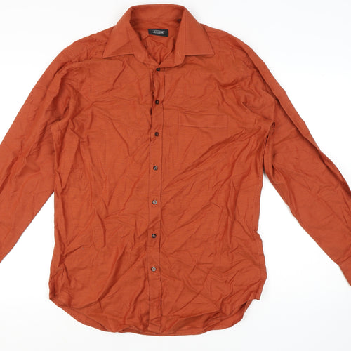 Einhorn Men's Orange Long Sleeve Button-Up Shirt