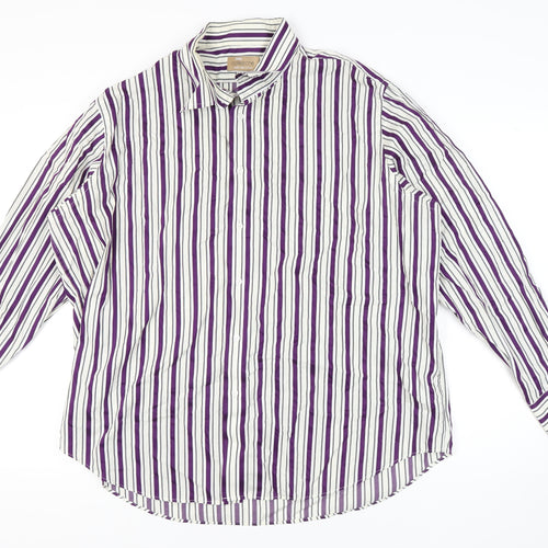 Marks and Spencer Men's Multicoloured Striped Shirt XL