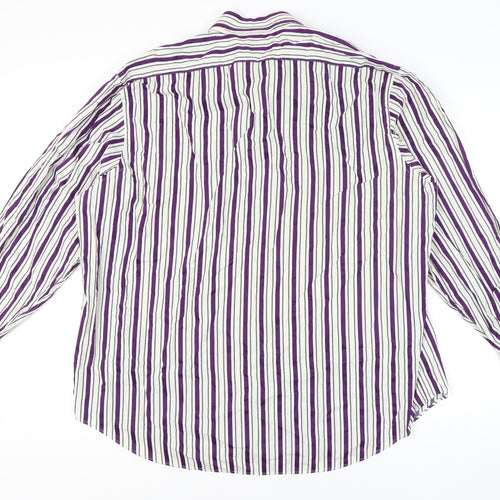 Marks and Spencer Men's Multicoloured Striped Shirt XL