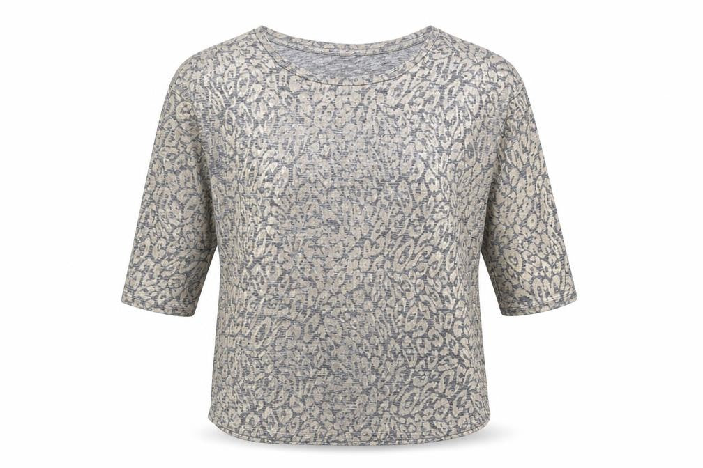 Front view of Next Women's Grey Animal Print Top, size 12