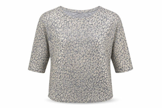 Front view of Next Women's Grey Animal Print Top, size 12