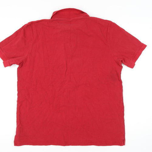 Lands' End Men's Red Polo Shirt - Size L, Short Sleeve
