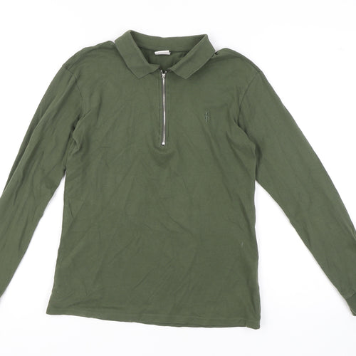Father Sons Green Men's M Long Sleeve Polo