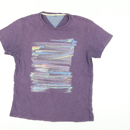 Debenhams Men's Purple Art Graphic Cotton T-Shirt M
