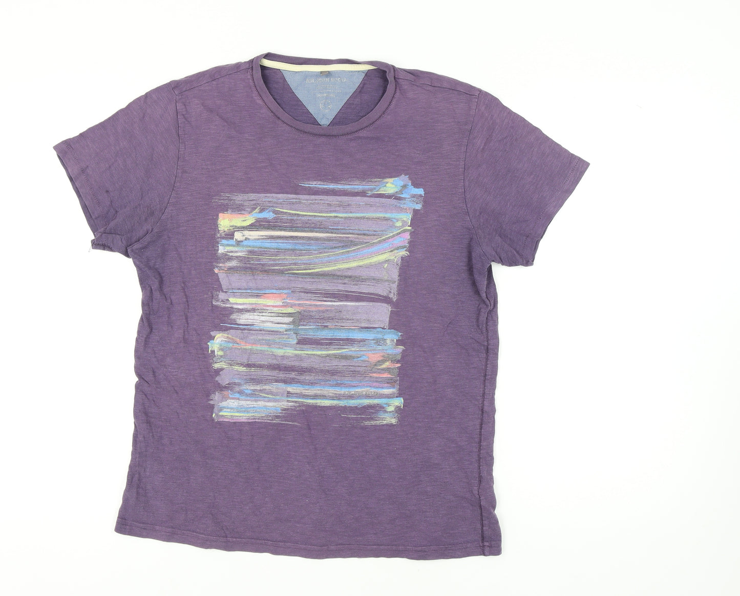 Debenhams Men's Purple Art Graphic Cotton T-Shirt M