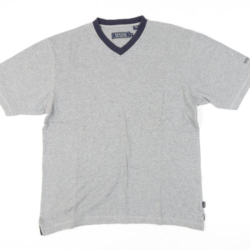 Maine New England Men's Grey V-Neck T-Shirt Small