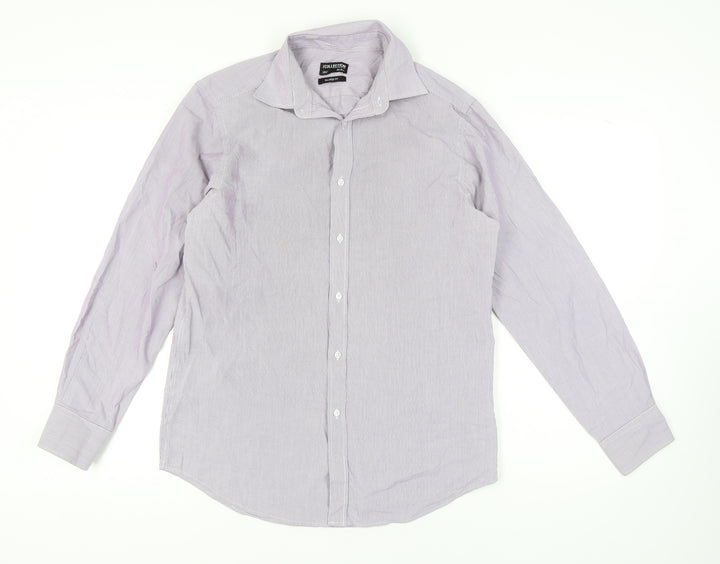 Debenhams Men's Grey Striped Classic Fit Shirt 15.5