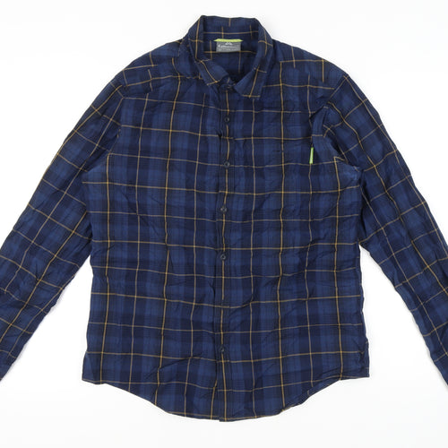 Kathmandu Men's Blue Check Long Sleeve Wool Shirt M