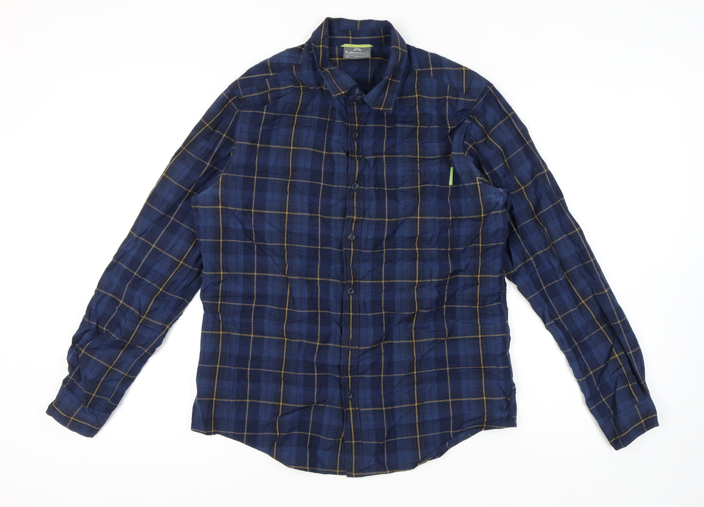 Kathmandu Men's Blue Check Long Sleeve Wool Shirt M