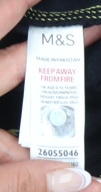 Marks and Spencer Boys' Black Athletic Shorts 9-10 Years