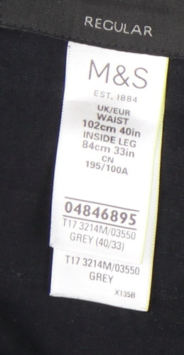 Marks and Spencer Men's Grey Regular Trousers
