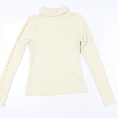 Weekday Women’s Ivory Roll Neck Cotton Top M