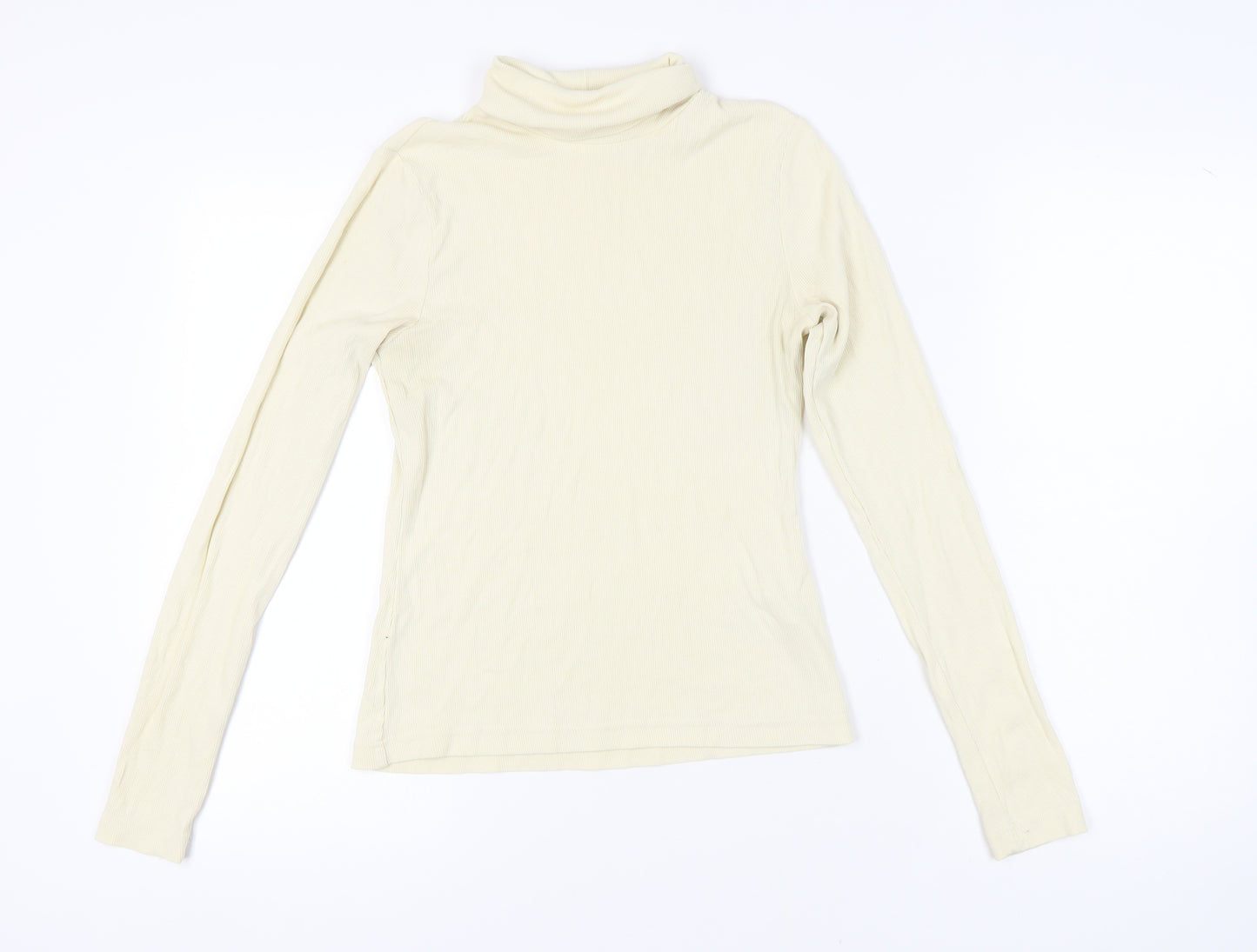 Weekday Women’s Ivory Roll Neck Cotton Top M