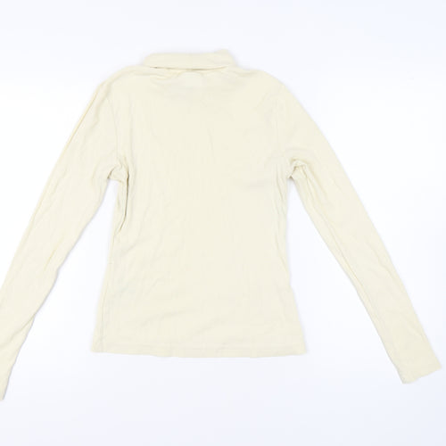 Weekday Women’s Ivory Roll Neck Cotton Top M