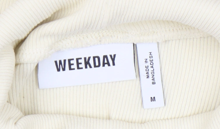 Weekday Women’s Ivory Roll Neck Cotton Top M