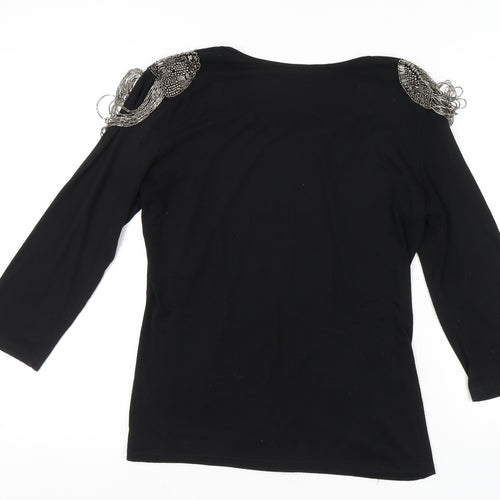 Marc Lauge Women's Black Beaded 3/4 Sleeve Top XL