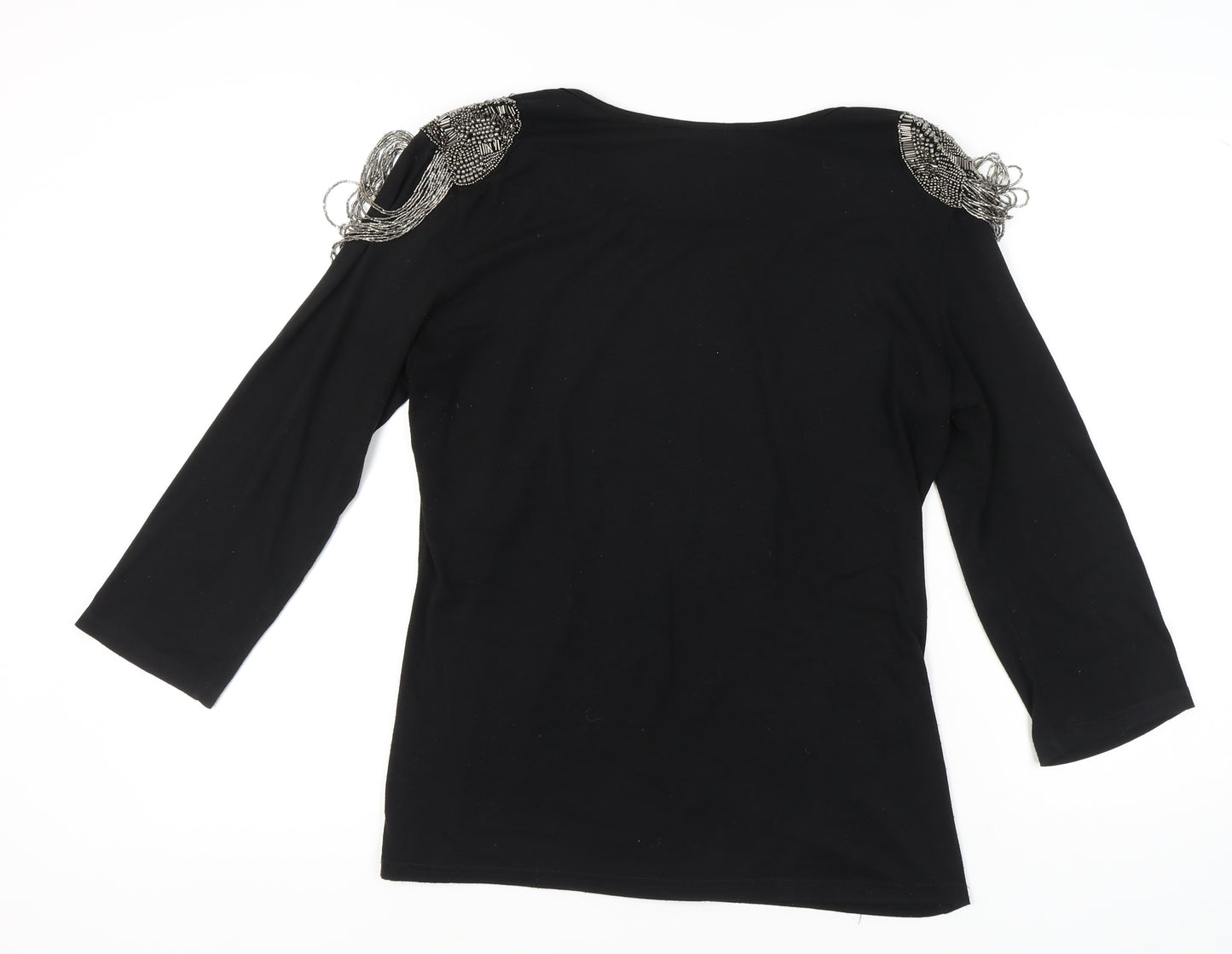 Marc Lauge Women's Black Beaded 3/4 Sleeve Top XL