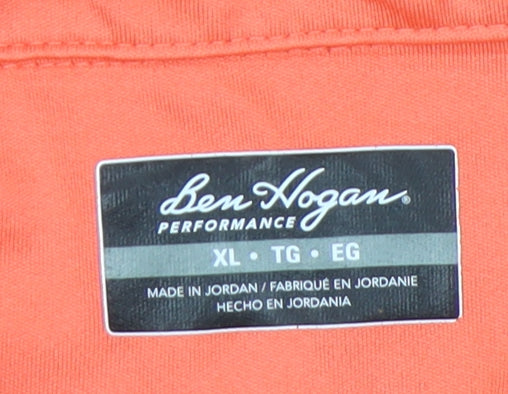 Ben Hogan Men’s XL Orange Striped Polo Shirt