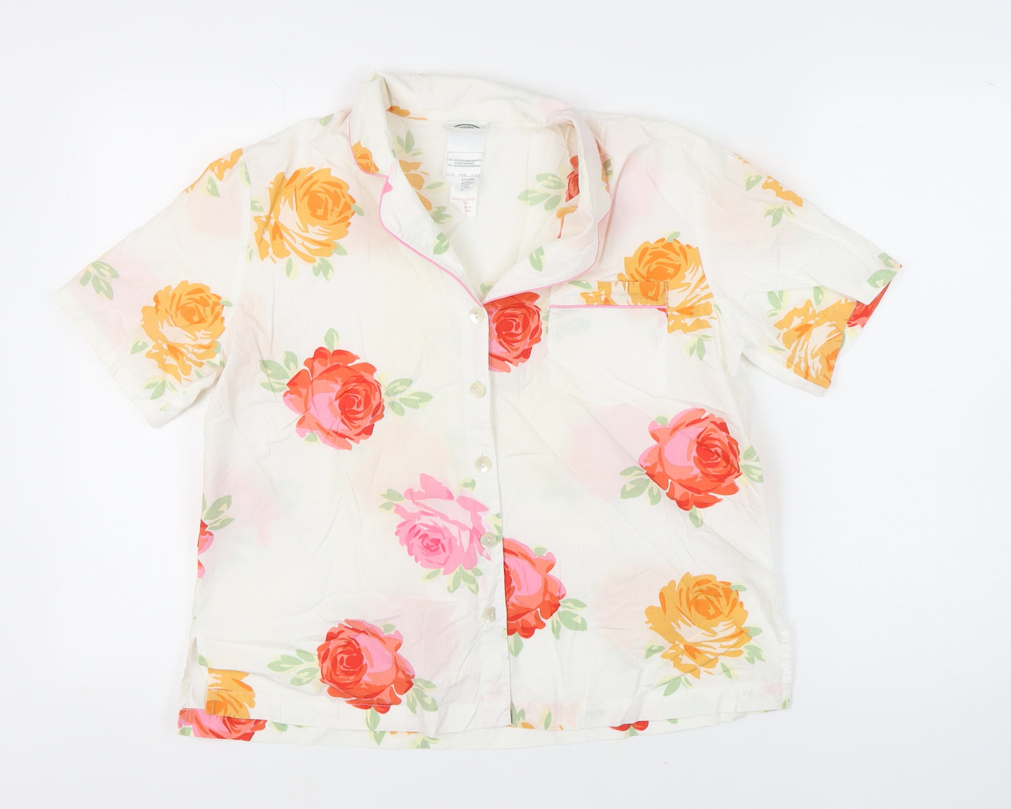 Laura Ashley Women's Floral Pyjama Top, Size L, Multicoloured