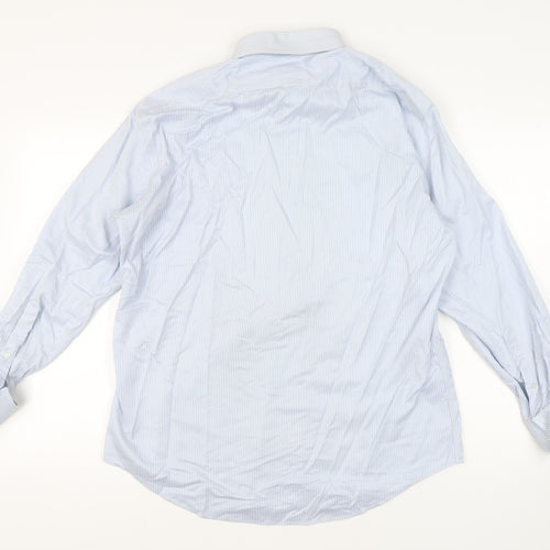 T.M. Lewin Men's Blue Striped Slim Fit Dress Shirt